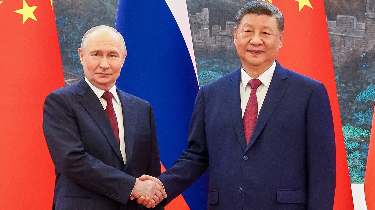 Vladimir Putin and Chinese President Xi Jinping in Beijing.