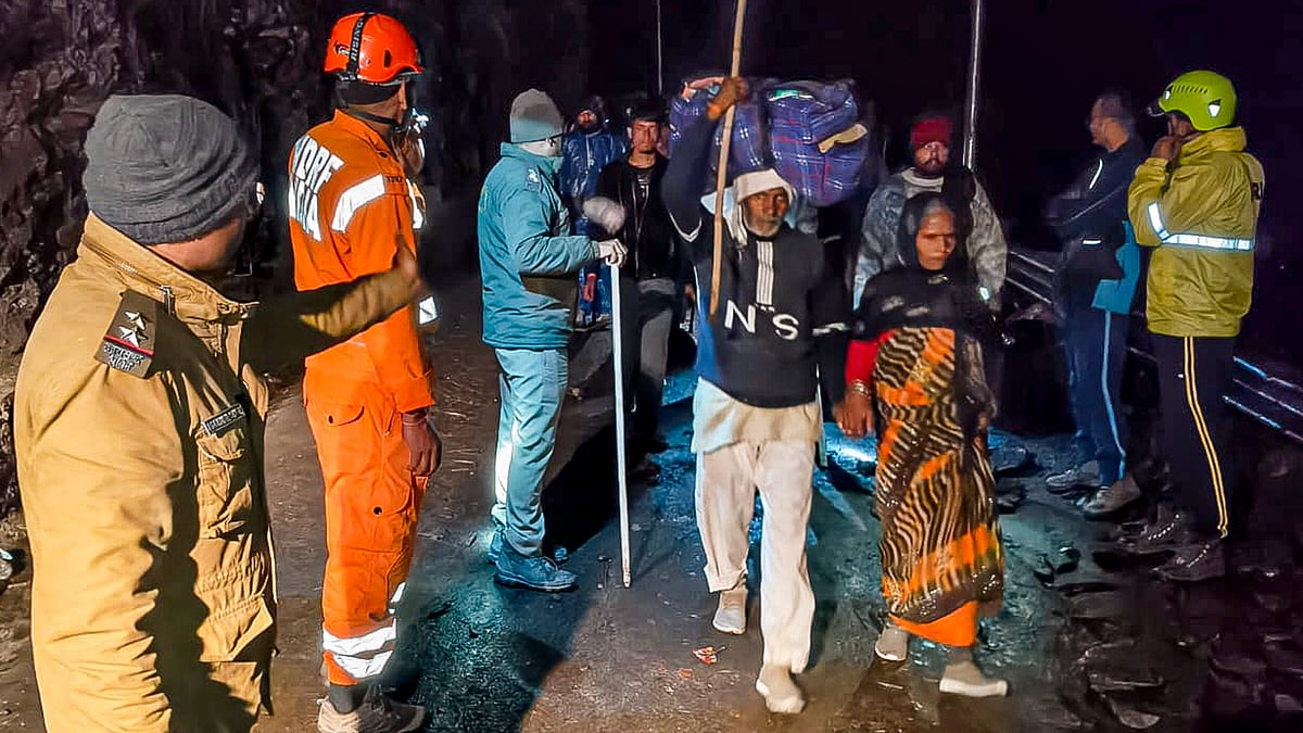 Rescue teams evacuate pilgrims to safer locations in Rudraprayag.