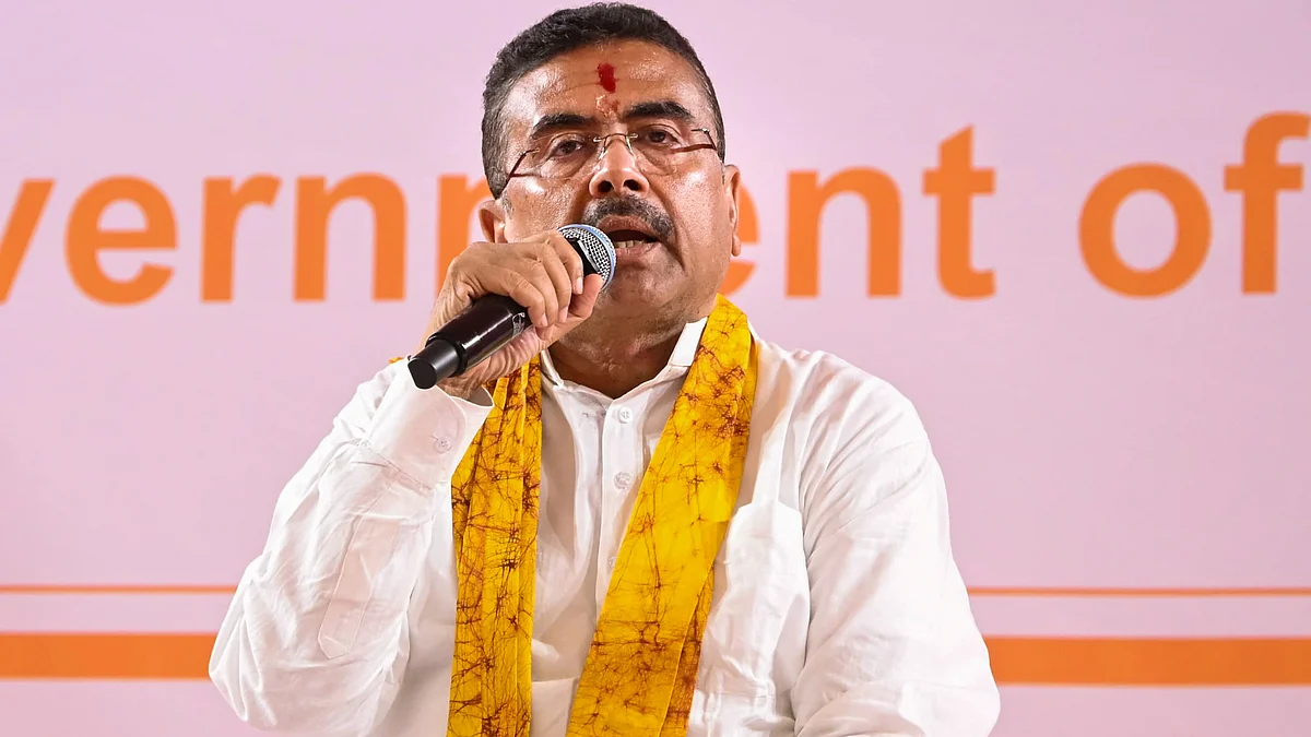 CM Suvendu Adhikari addresses his first administrative meeting after taking office, in Durgapur, 21 May