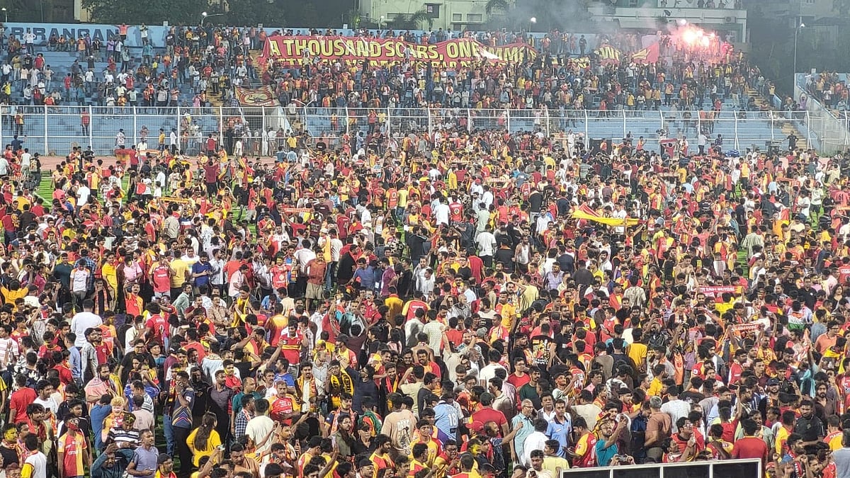 East Bengal fans invaded the playing arena to be a part of the celebrations