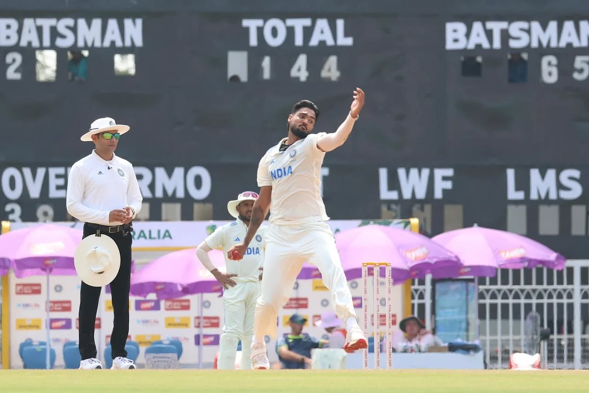 Gurnoor Brar in action during the unofficial Test against Australia A
