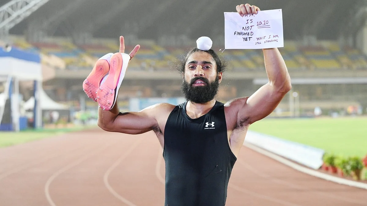 Gurindervir Singh after historic 10.09s NR run.