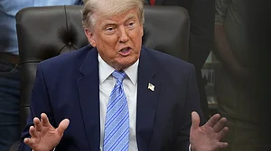 President Donald Trump speaks during an event in Washington.