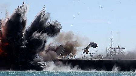 An air strike near the Strait of Hormuz