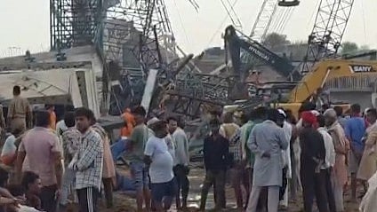 An under-construction bridge collapsed during a late-night storm in UP’s Hamirpur district. 