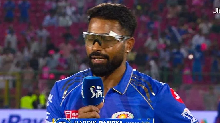 Mumbai Indians captain Hardik Pandya uses an expensive glares