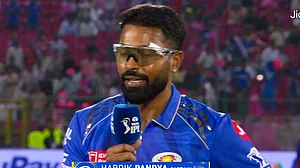 Mumbai Indians captain Hardik Pandya uses an expensive glares