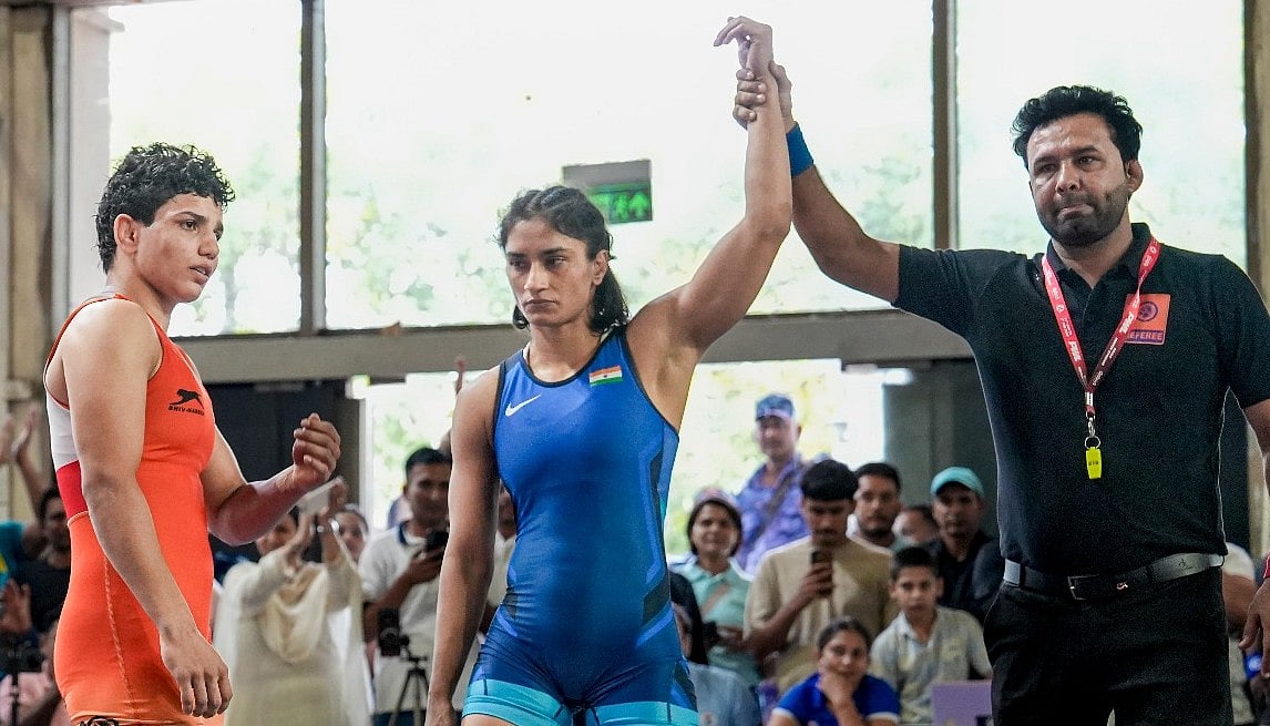 Vinesh Phogat after an early round win in Asian Games trials