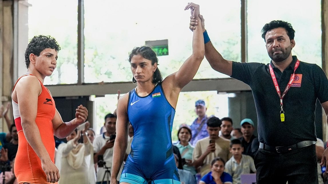 Vinesh Phogat after an early round win in Asian Games trials