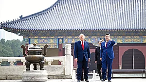 Xi Jinping and Donald Trump during the latter's visit to China earlier this month