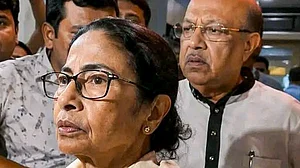 Mamata Banerjee leaves after meeting Abhishek Banerjee at a private hospital in Kolkata.