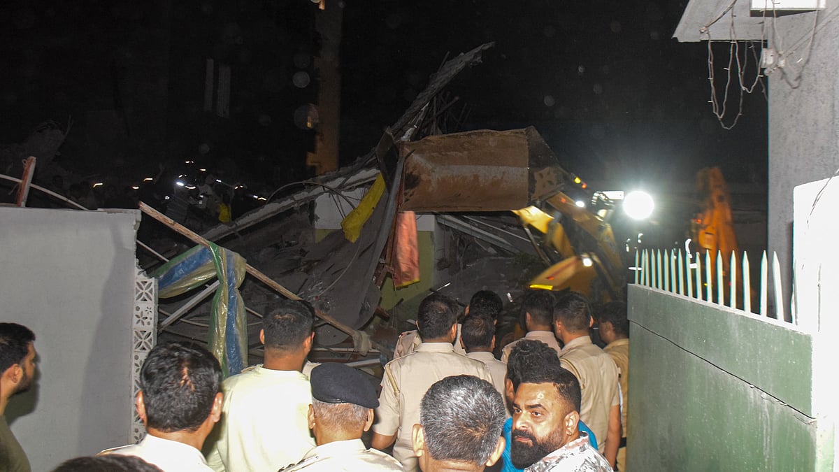 Rescue operation underway after a five-storey building collapses in New Delhi.