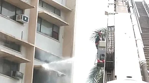 Authorities said blaze took place elsewhere and did not affect the ministry's functioning.