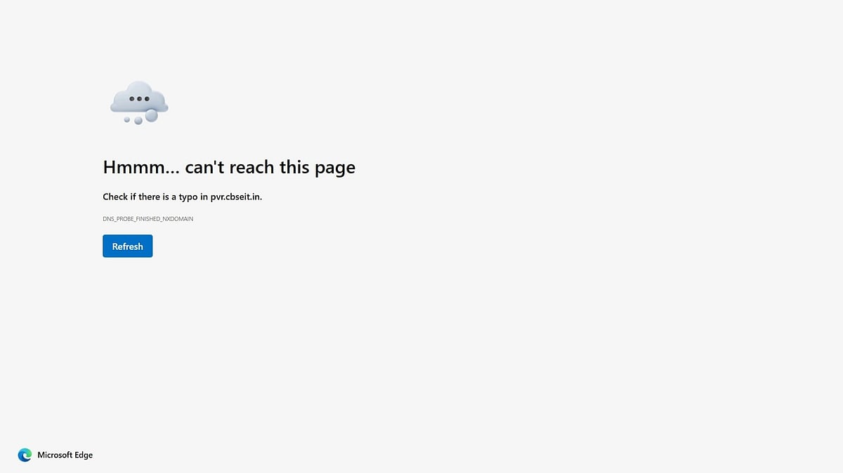 Error message displayed on then CBSE revaluation site