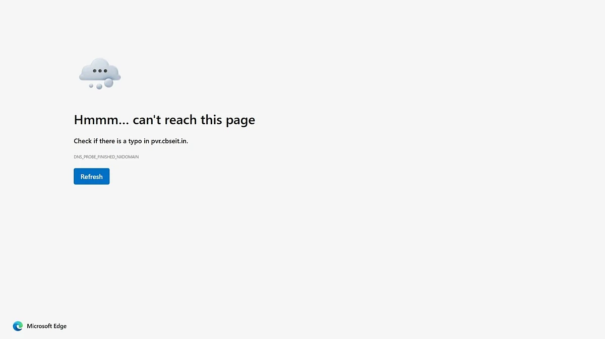 Error message displayed on then CBSE revaluation site