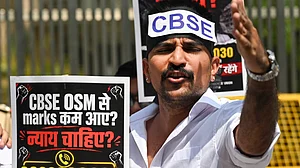 An NSUI protest against CBSE over discrepancies in the on-screen marking system