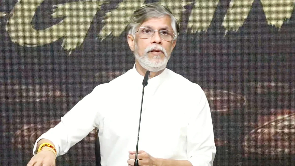 Pawan Khera at the press briefing (video screen grab)