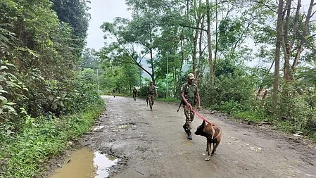 Security forces patrol the Kangpokpi district