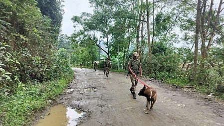Security forces patrol the Kangpokpi district