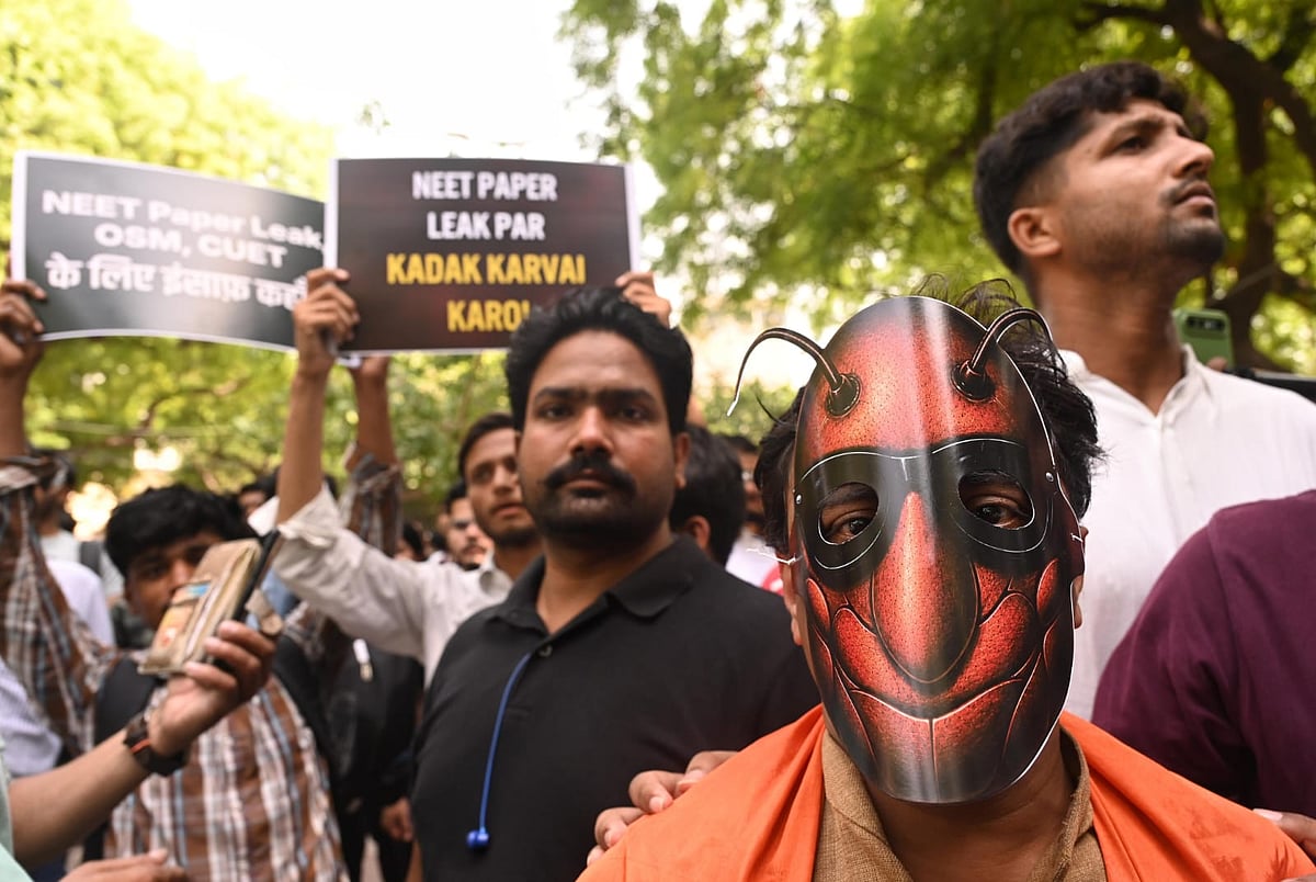 Cockroach Janta Party supporters gather at Jantar Mantar in New Delhi, 6 June