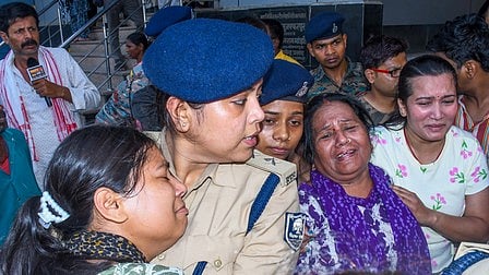 Grieving family members of those who perished in the Muzaffarpur fire