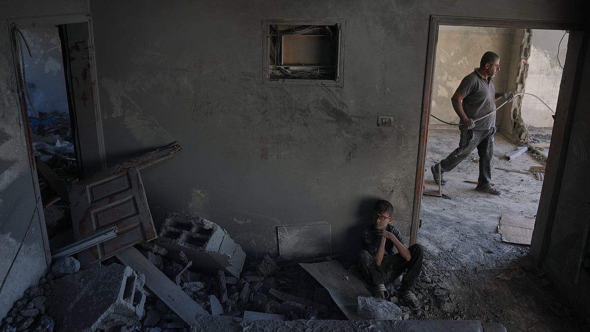 A heavily damaged apartment following an Israeli strike in Gaza Strip.