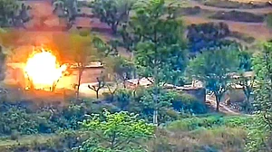Screengrab from a video showing the impact of strikes during Operation Sindoor