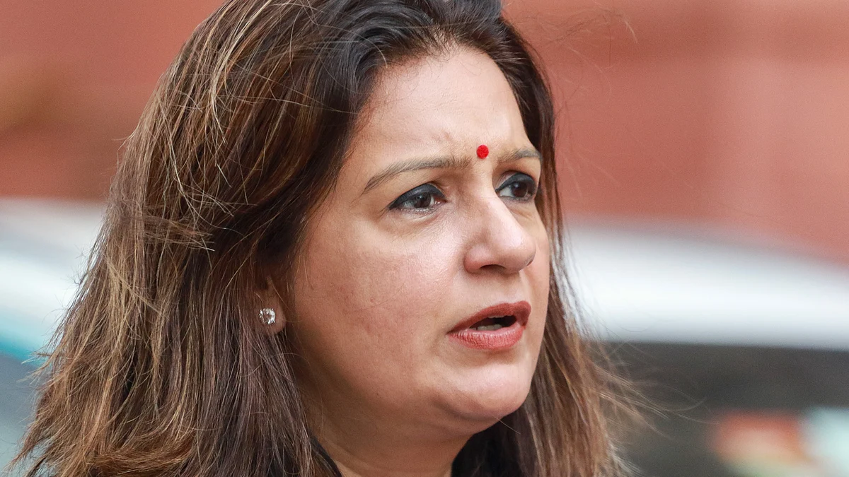 Shiv Sena (UBT) MP Priyanka Chaturvedi at Parliament House in New Delhi.
