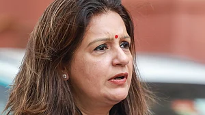 Shiv Sena (UBT) MP Priyanka Chaturvedi at Parliament House in New Delhi.