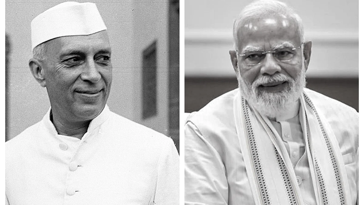 Jawaharlal Nehru (L) and Narendra Modi