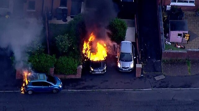 Vehicles set on fire in Belfast, Northern Ireland.