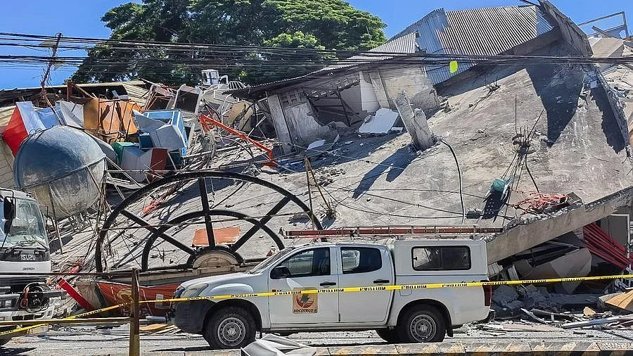 A house damaged by earthquake in Philippines.