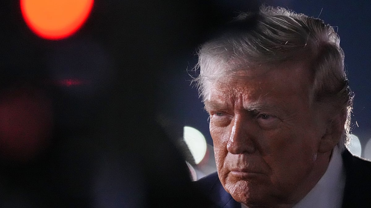 Donald Trump before boarding Air Force One at John F. Kennedy International Airport in New York.