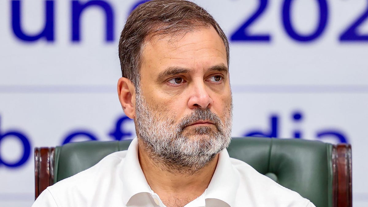 Rahul Gandhi during INDIA bloc meeting at Constitution Club in New Delhi.