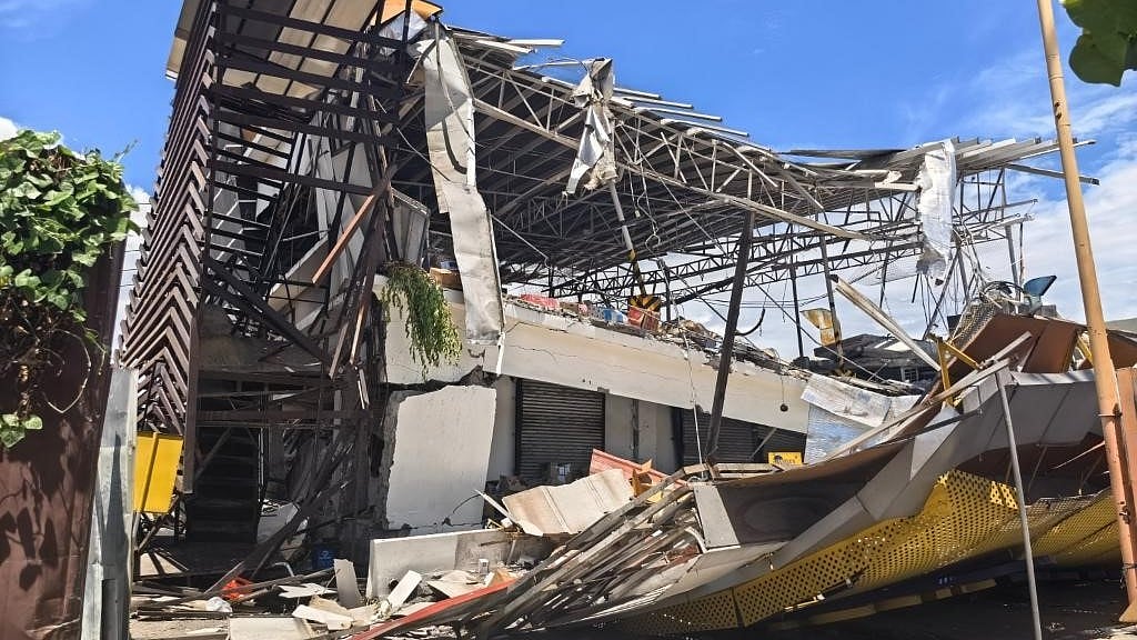 A damaged building in Philippines earthquake.