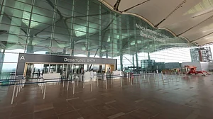 The departure terminal of the Noida International Airport