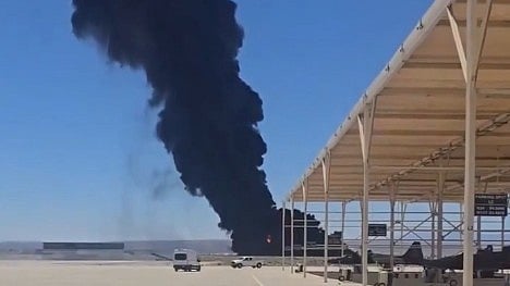 Smoke bilowing from the B-52 crash at Edwards Air Force Base in California
