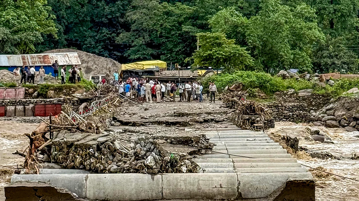 Temporary Dudhia Balason bridge collapses after heavy rain in Darjeeling.