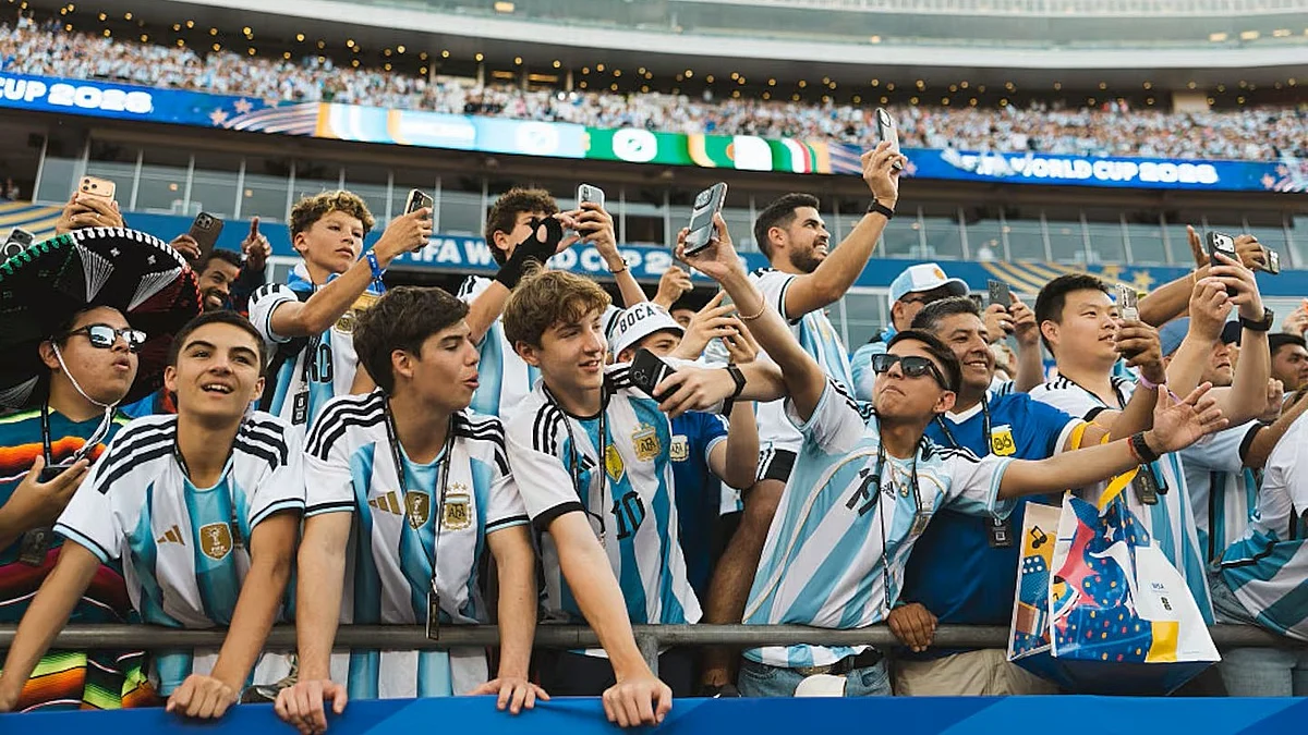 Messi-mania: A scene from Kansas City during Argentina's first game