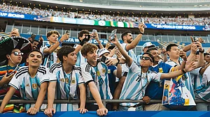 Messi-mania: A scene from Kansas City during Argentina's first game