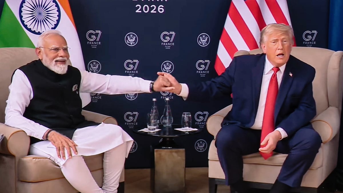 PM Narendra Modi with US President Donald Trump on the sidelines of the G7 Summit in France
