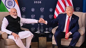 PM Narendra Modi with US President Donald Trump on the sidelines of the G7 Summit in France