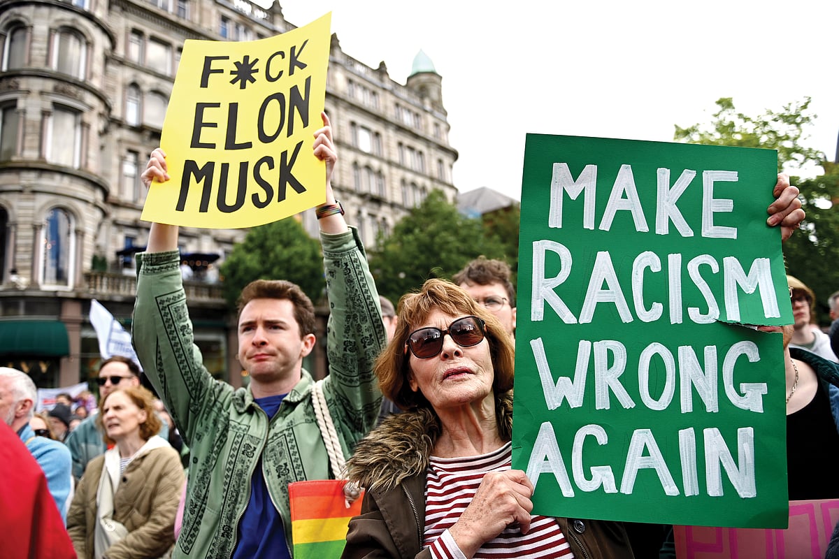 Protests in Belfast over the racial violence that followed the stabbing of a White man by an asylum seeker from Sudan