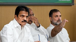 Congress general secretary K.C. Venugopal with Lok Sabha LoP Rahul Gandhi