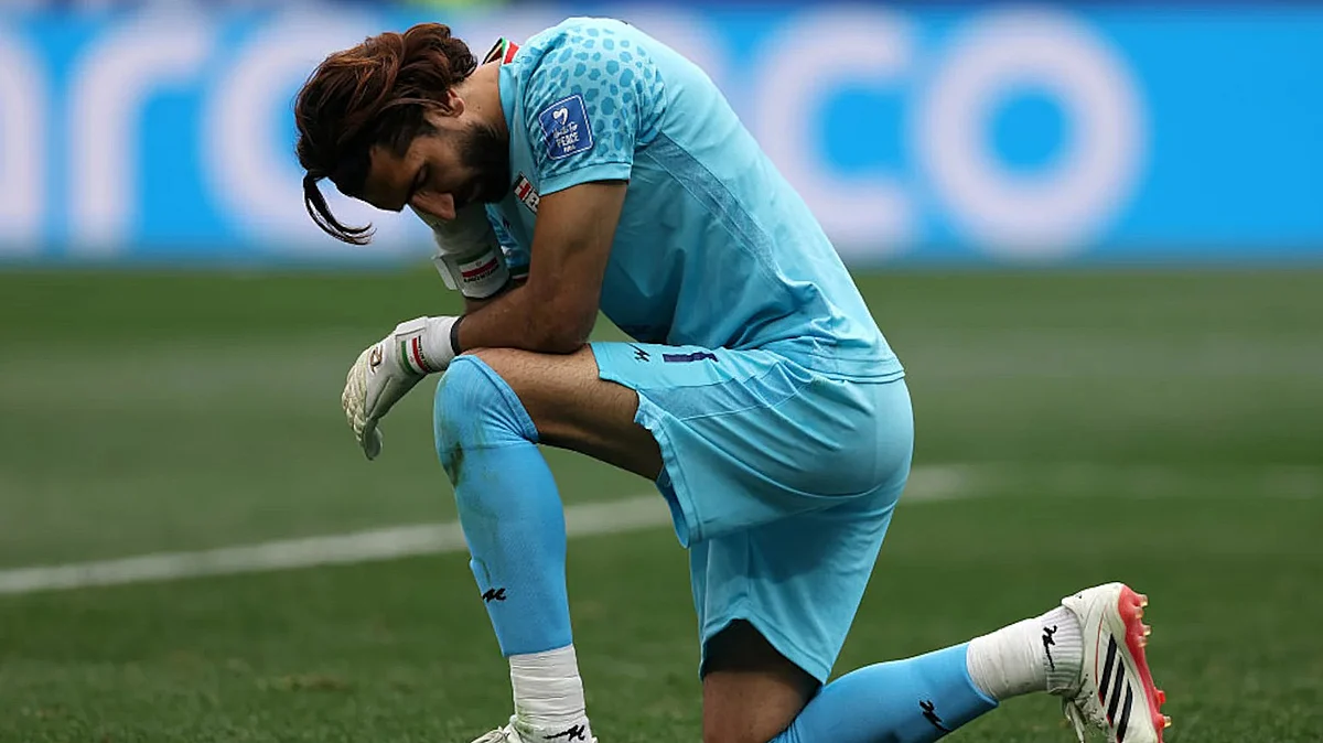 Alireza Beiranvand of Iran was in the zone as he kept Belgium at bay