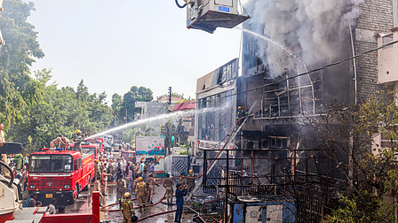 Firefighting efforts on at the Aliganj site