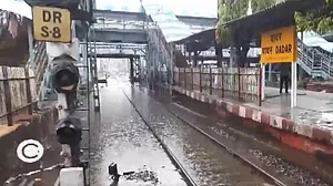Tracks under water at Dadar station in Mumbai