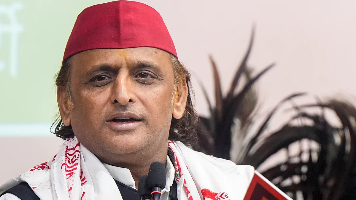 Akhilesh Yadav addresses a press conference in Lucknow, 24 June