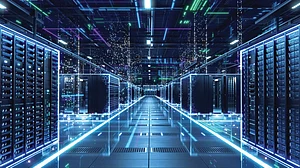 An AI-generated inside view of a data centre