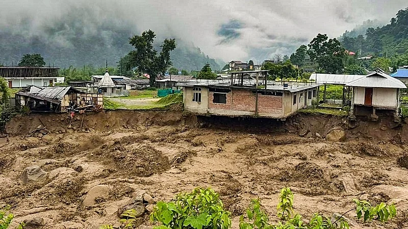 A flood-ravaged area in Arunachal Pradesh.